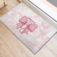 New Zealand Nurses RN Personalised Rubber Doormat Pink Stethoscope Coquette Bow Maori Motif