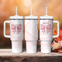 New Zealand Nurses RN Personalised Tumbler With Handle Pink Stethoscope Coquette Bow Maori Motif LT9 - Polynesian Pride