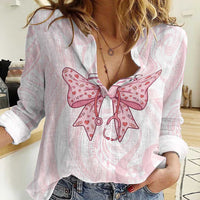 New Zealand Nurses RN Personalised Women Casual Shirt Pink Stethoscope Coquette Bow Maori Motif LT9 Female Pink - Polynesian Pride