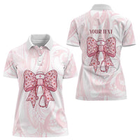 New Zealand Nurses RN Personalised Women Polo Shirt Pink Stethoscope Coquette Bow Maori Motif LT9 - Polynesian Pride