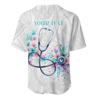 New Zealand Nurses RN Personalised Baseball Jersey Stethoscope Floral Maori Motif