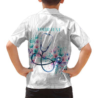 New Zealand Nurses RN Personalised Family Matching Long Sleeve Bodycon Dress and Hawaiian Shirt Stethoscope Floral Maori Motif LT9 - Polynesian Pride