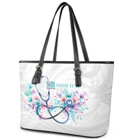 New Zealand Nurses RN Personalised Leather Tote Bag Stethoscope Floral Maori Motif LT9 - Polynesian Pride