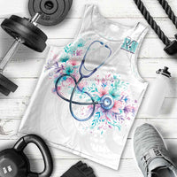 New Zealand Nurses RN Personalised Men Tank Top Stethoscope Floral Maori Motif LT9 - Polynesian Pride