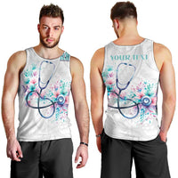 New Zealand Nurses RN Personalised Men Tank Top Stethoscope Floral Maori Motif LT9 - Polynesian Pride