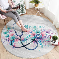 New Zealand Nurses RN Personalised Round Carpet Stethoscope Floral Maori Motif