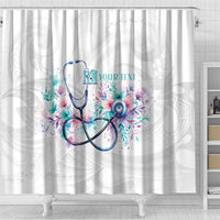 New Zealand Nurses RN Personalised Shower Curtain Stethoscope Floral Maori Motif