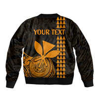 Custom Hawaii Sleeve Zip Bomber Jacket King Kamehameha - Gold LT9 - Polynesian Pride