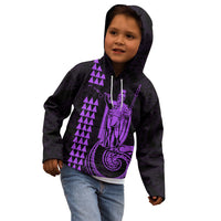Custom Hawaii Kid Hoodie King Kamehameha - Purple LT9 - Polynesian Pride