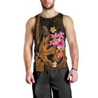 Custom Polynesian Men Tank Top Hawaiian Warriors with Tribal Shark Tattoos - Gold LT9 - Polynesian Pride
