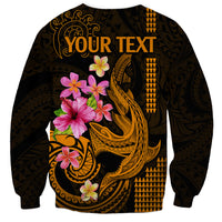 Custom Polynesian Sweatshirt Hawaiian Warriors with Tribal Shark Tattoos - Gold LT9 - Polynesian Pride