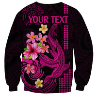 Custom Polynesian Sweatshirt Hawaiian Warriors with Tribal Shark Tattoos - Pink LT9 - Polynesian Pride