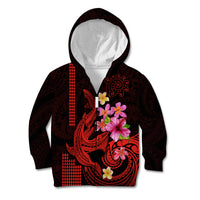 Custom Polynesian Kid Hoodie Hawaiian Warriors with Tribal Shark Tattoos - Red LT9 - Polynesian Pride