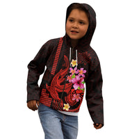 Custom Polynesian Kid Hoodie Hawaiian Warriors with Tribal Shark Tattoos - Red LT9 - Polynesian Pride