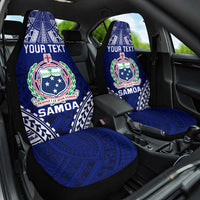 Personalised Samoa Coat Of Arms Car Seat Cover With Polynesian Pattern Version LT9 One Size Blue - Polynesian Pride