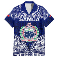 Personalised Samoa Coat Of Arms Family Matching Off Shoulder Maxi Dress and Hawaiian Shirt With Polynesian Pattern Version