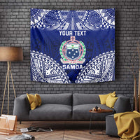 Personalised Samoa Coat Of Arms Tapestry With Polynesian Pattern Version