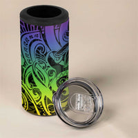 Polynesian Tribal Plumeria 4 in 1 Can Cooler Tumbler with Hawaii Kanaka Maoli Reggae Version
