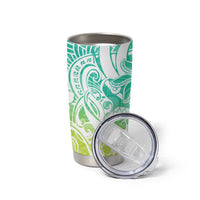 Polynesian Tribal Plumeria Tumbler Cup with Hawaii Kanaka Maoli Green Gradient Version
