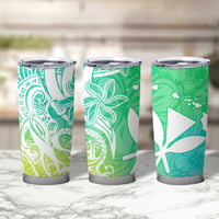 Polynesian Tribal Plumeria Tumbler Cup with Hawaii Kanaka Maoli Green Gradient Version