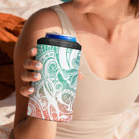 Polynesian Tribal Plumeria 4 in 1 Can Cooler Tumbler with Hawaii Kanaka Maoli Bloom Version