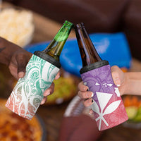 Polynesian Tribal Plumeria 4 in 1 Can Cooler Tumbler with Hawaii Kanaka Maoli Bloom Version