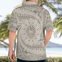 Tahitian Tiare Flower Hawaiian Shirt Beige Polynesian Pattern