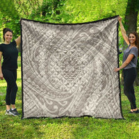 Tahitian Tiare Flower Quilt Beige Polynesian Pattern