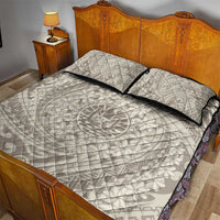 Tahitian Tiare Flower Quilt Bed Set Beige Polynesian Pattern