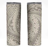 Tahitian Tiare Flower Skinny Tumbler Beige Polynesian Pattern LT9 Beige - Polynesian Pride
