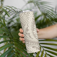 Tahitian Tiare Flower Skinny Tumbler Beige Polynesian Pattern LT9 - Polynesian Pride