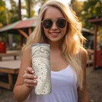 Tahitian Tiare Flower Skinny Tumbler Beige Polynesian Pattern LT9 - Polynesian Pride