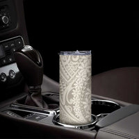 Tahitian Tiare Flower Skinny Tumbler Beige Polynesian Pattern LT9 - Polynesian Pride