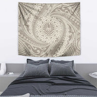 Tahitian Tiare Flower Tapestry Beige Polynesian Pattern