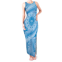 Tahitian Tiare Flower Tank Maxi Dress Blue Polynesian Pattern LT9 Women Blue - Polynesian Pride
