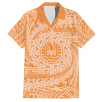 Tahitian Tiare Flower Family Matching Off The Shoulder Long Sleeve Dress and Hawaiian Shirt Gold Polynesian Pattern