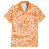 Tahitian Tiare Flower Family Matching Off Shoulder Maxi Dress and Hawaiian Shirt Gold Polynesian Pattern