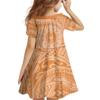 Tahitian Tiare Flower Kid Short Sleeve Dress Gold Polynesian Pattern LT9 - Polynesian Pride