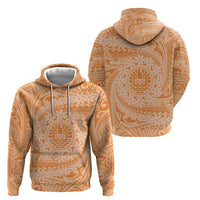 Tahitian Tiare Flower Zip Hoodie Gold Polynesian Pattern