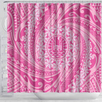 Tahitian Tiare Flower Shower Curtain Pink Polynesian Pattern