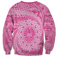 Tahitian Tiare Flower Sweatshirt Pink Polynesian Pattern