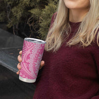 Tahitian Tiare Flower Tumbler Cup Pink Polynesian Pattern LT9 - Polynesian Pride