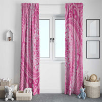 Tahitian Tiare Flower Window Curtain Pink Polynesian Pattern