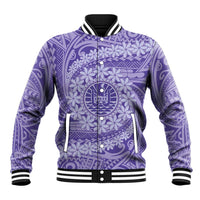Tahitian Tiare Flower Baseball Jacket Violet Polynesian Pattern LT9 Unisex Violet - Polynesian Pride