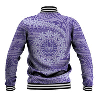 Tahitian Tiare Flower Baseball Jacket Violet Polynesian Pattern LT9 - Polynesian Pride