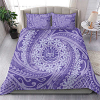 Tahitian Tiare Flower Bedding Set Violet Polynesian Pattern