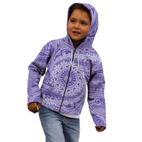 Tahitian Tiare Flower Kid Hoodie Violet Polynesian Pattern
