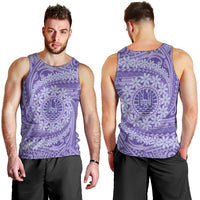 Tahitian Tiare Flower Men Tank Top Violet Polynesian Pattern
