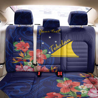 Personalised Tokelau Tropical Hibiscus Back Car Seat Cover With Polynesian Plumeria Tattoo