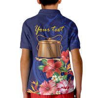Personalised Tokelau Tropical Hibiscus Kid Polo Shirt With Polynesian Plumeria Tattoo LT9 - Polynesian Pride